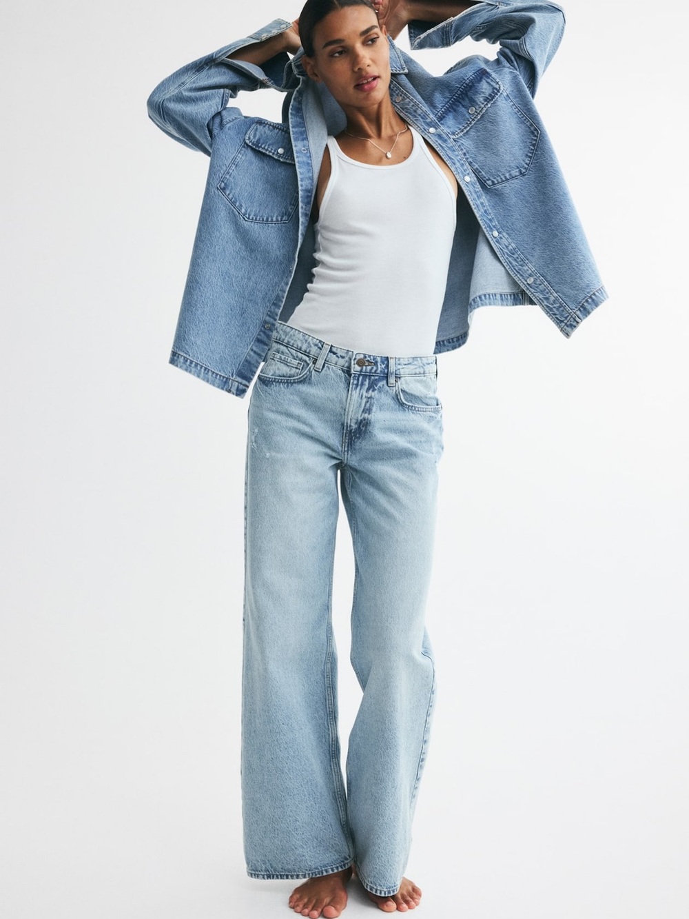 H&M Light Blue Wide-Leg Jeans